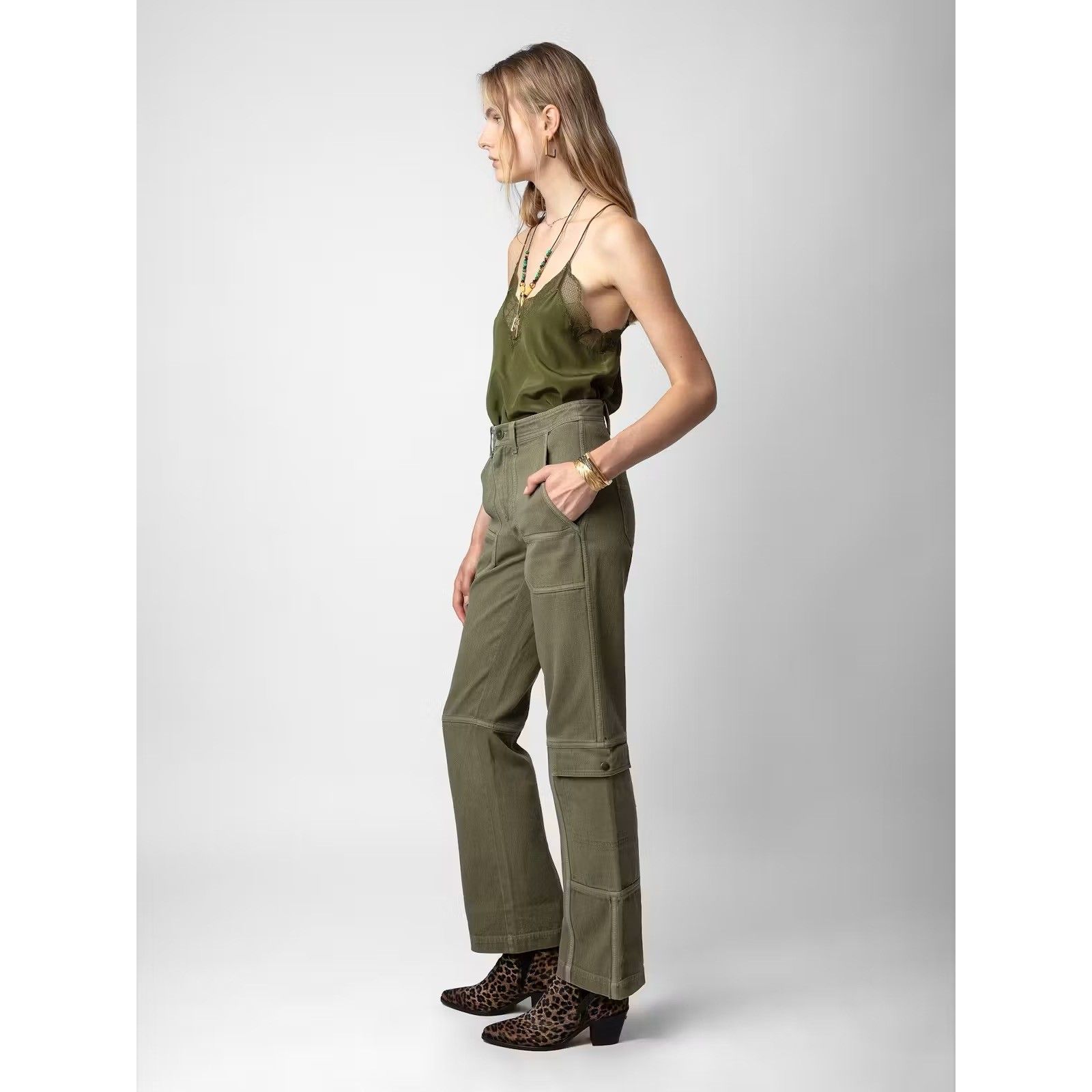 Zadig & Voltaire Pepper Trousers Cargo Pants Nwt Fr34 (Us 2) Cypress Green Khaki — image 3 of 8